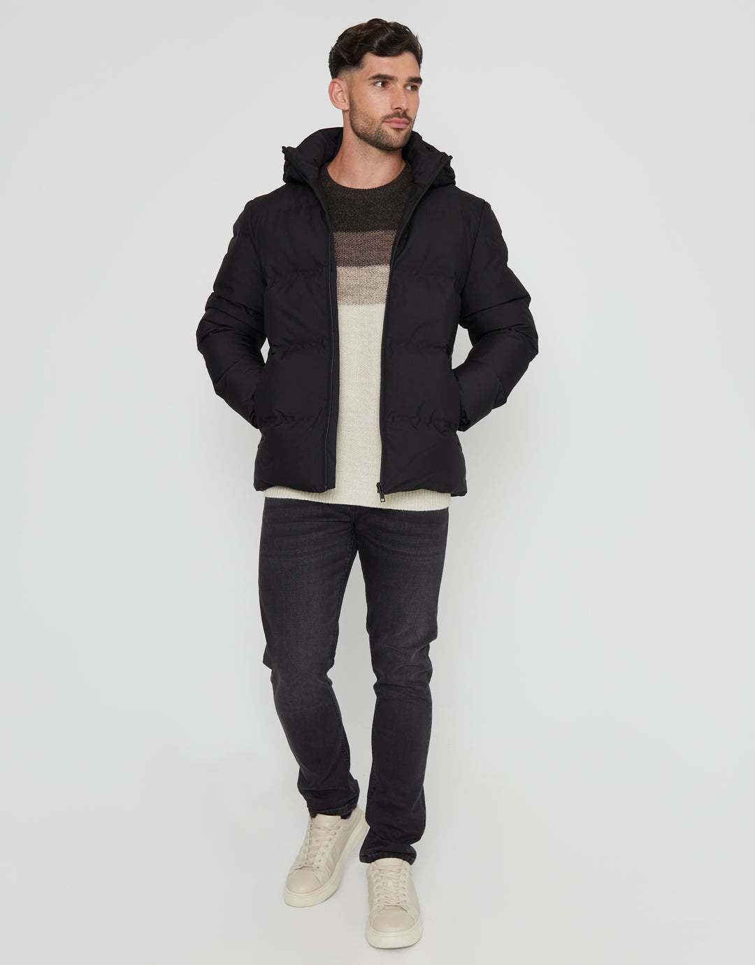 Black Hooded Puffer Jacket