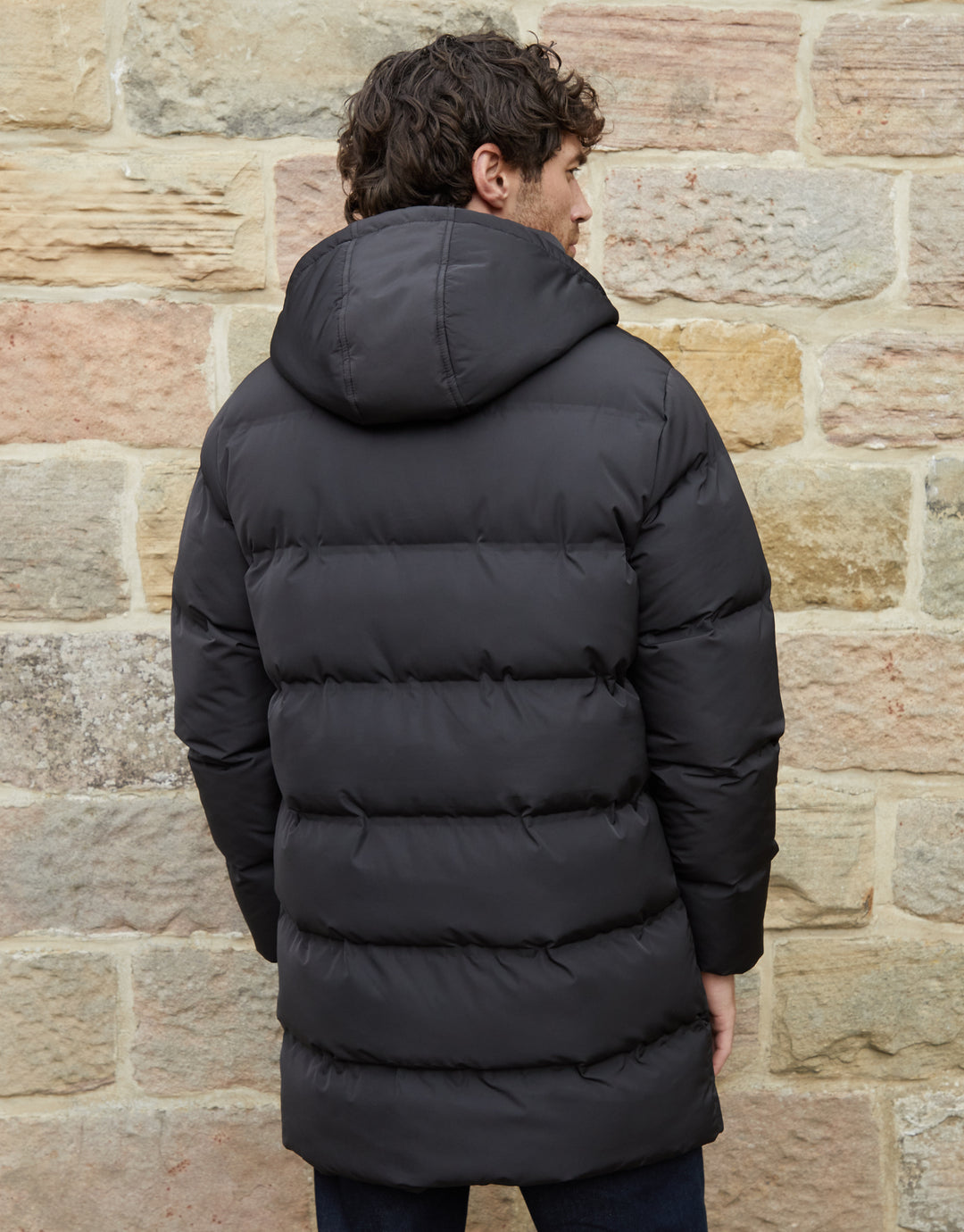 Black Hooded Longline Puffer Coat