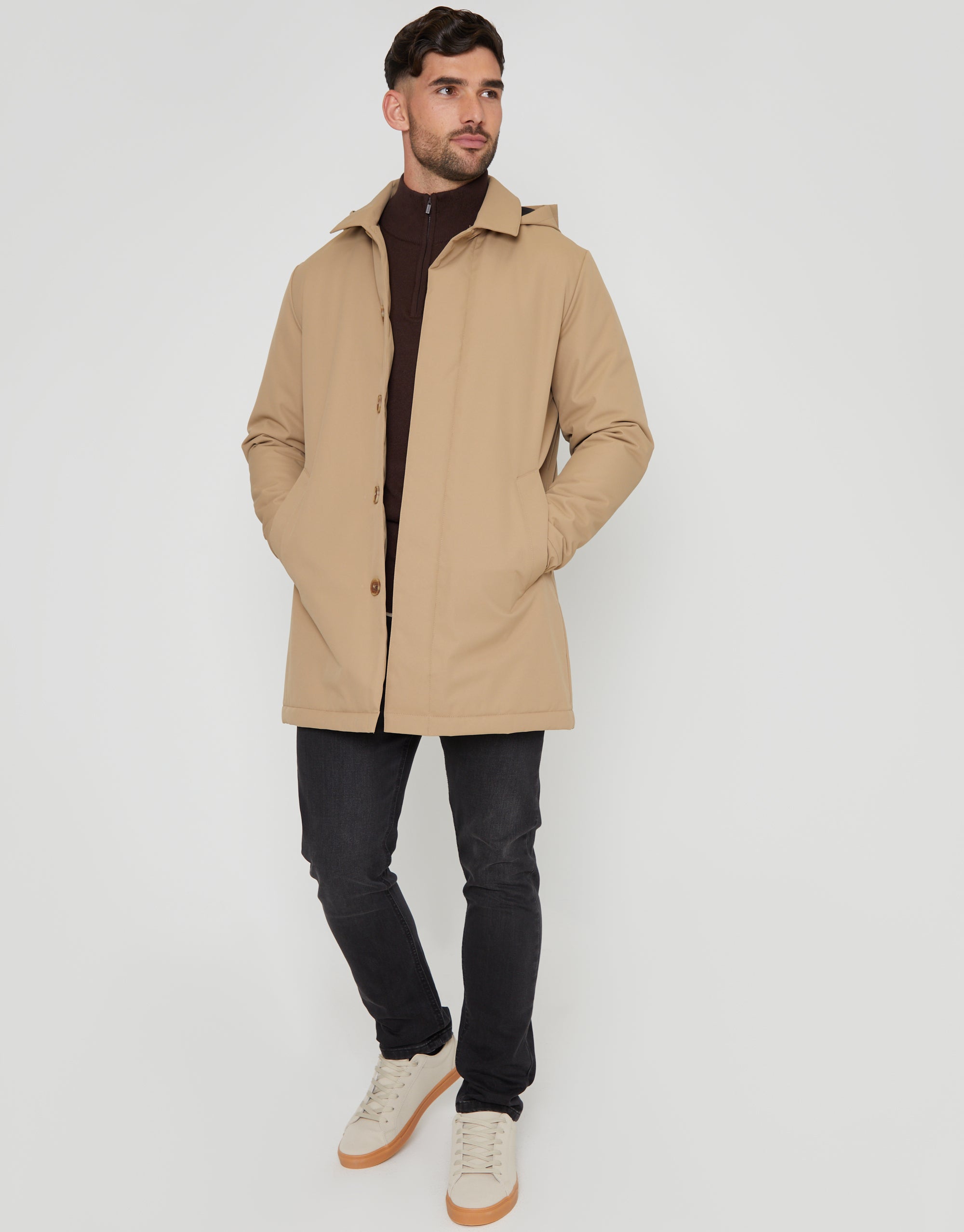 Threadbare Men's Dark Stone Showerproof 2-in-1 Mac with