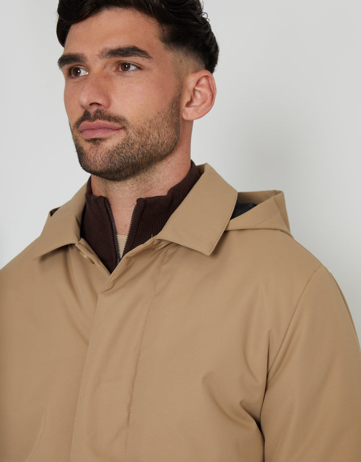 Dark Stone Showerproof 2-in-1 Mac with Concealed Hood