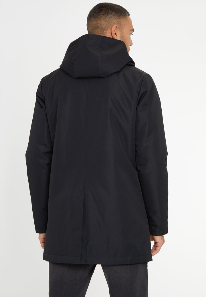 Black Showerproof 2-in-1 Mac with Concealed Hood