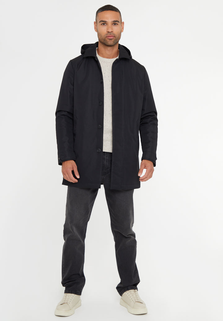 Black Showerproof 2-in-1 Mac with Concealed Hood