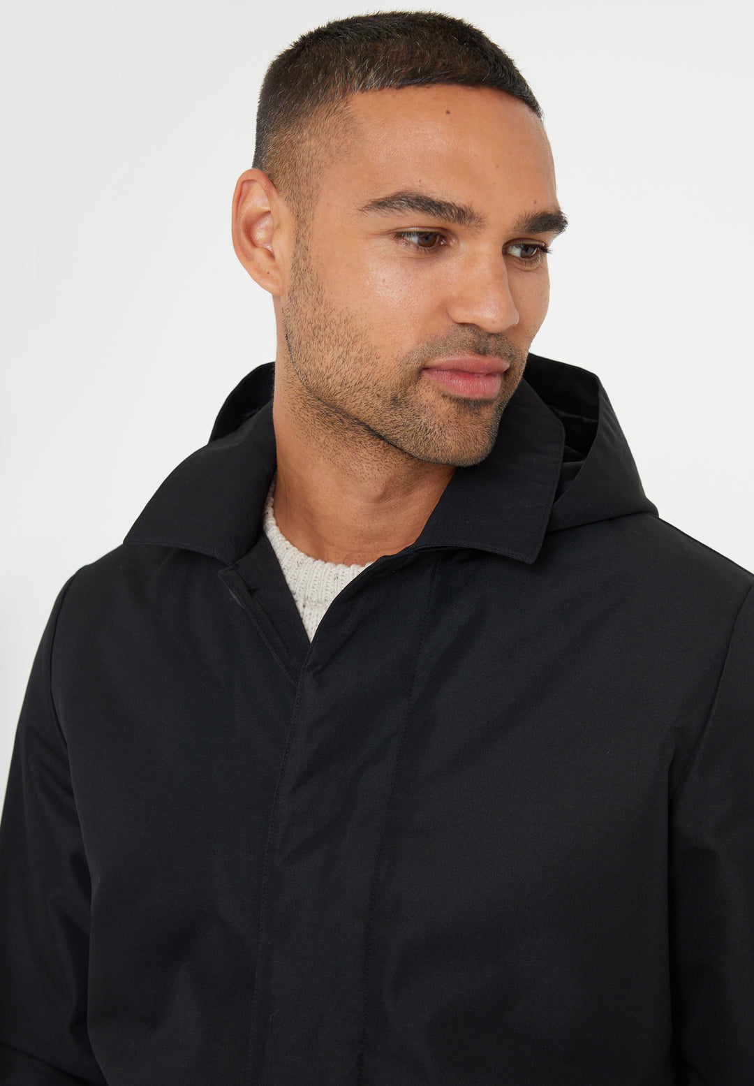 Black Showerproof 2-in-1 Mac with Concealed Hood