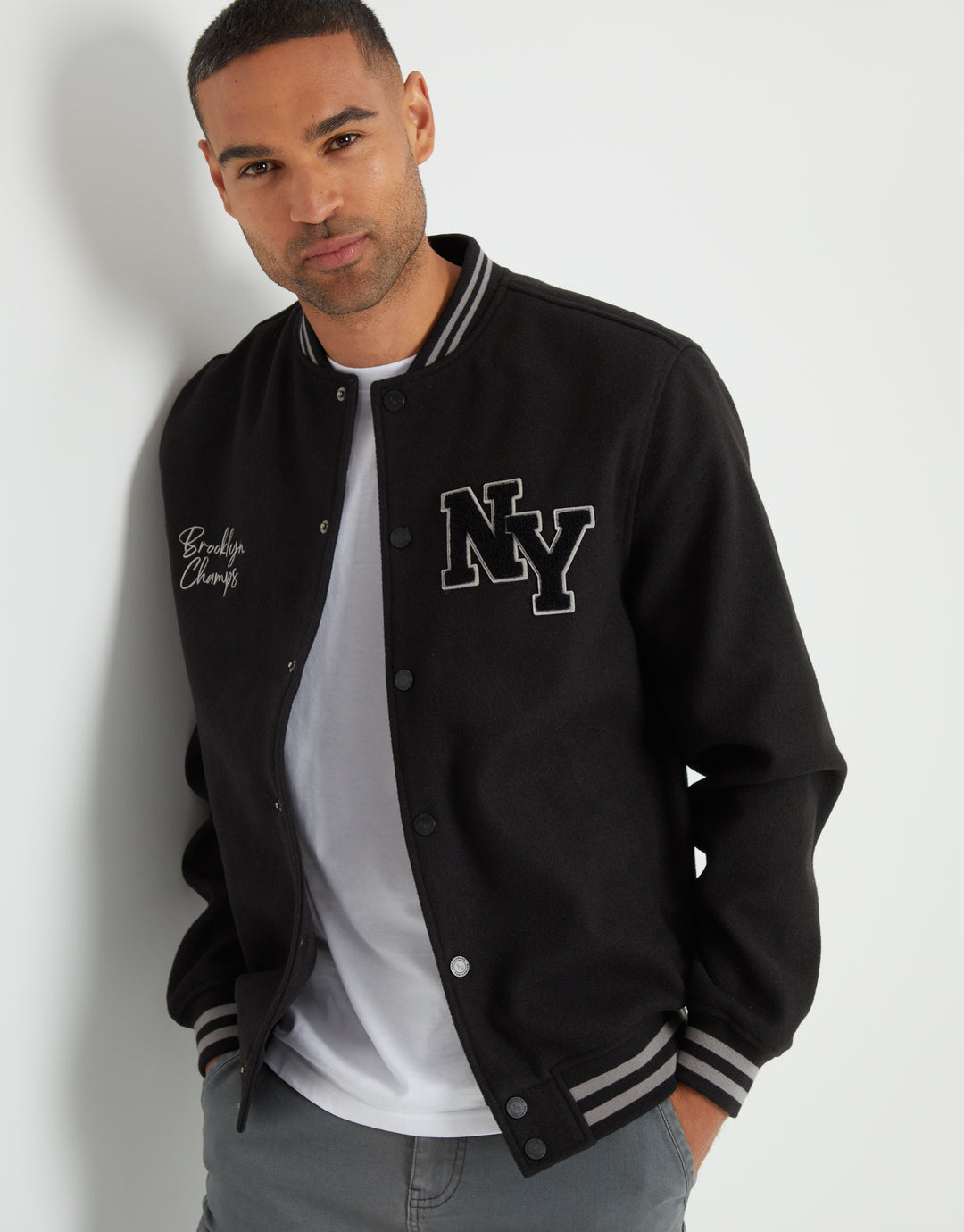 Black NY Varsity Bomber Jacket