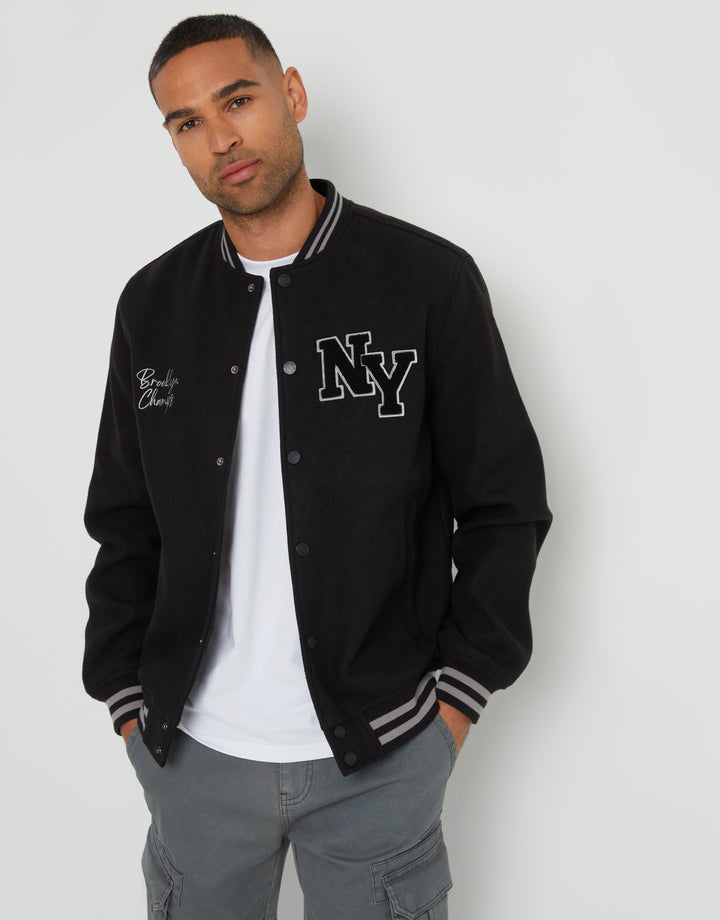 Black NY Varsity Bomber Jacket