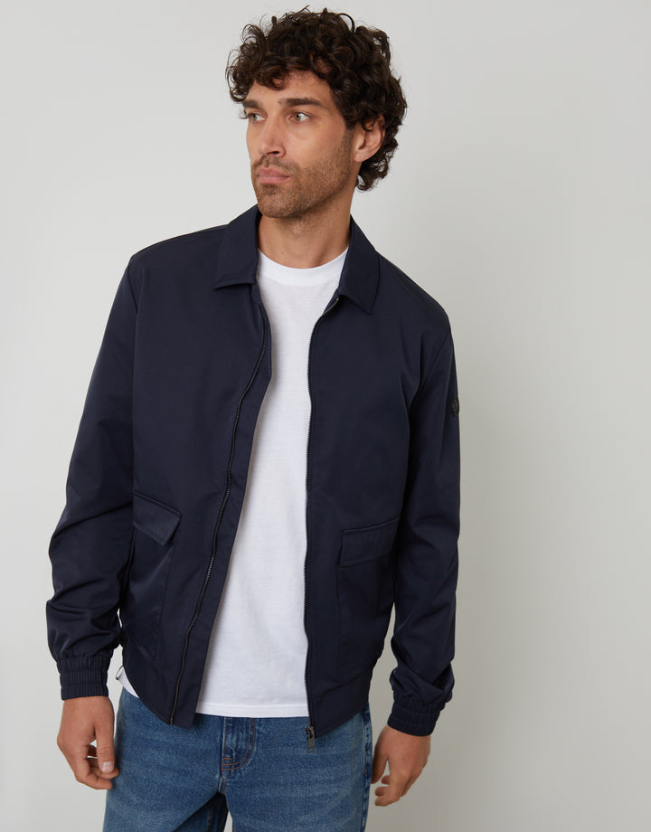 Navy Patch Pocket Collared Zip-Through Jacket