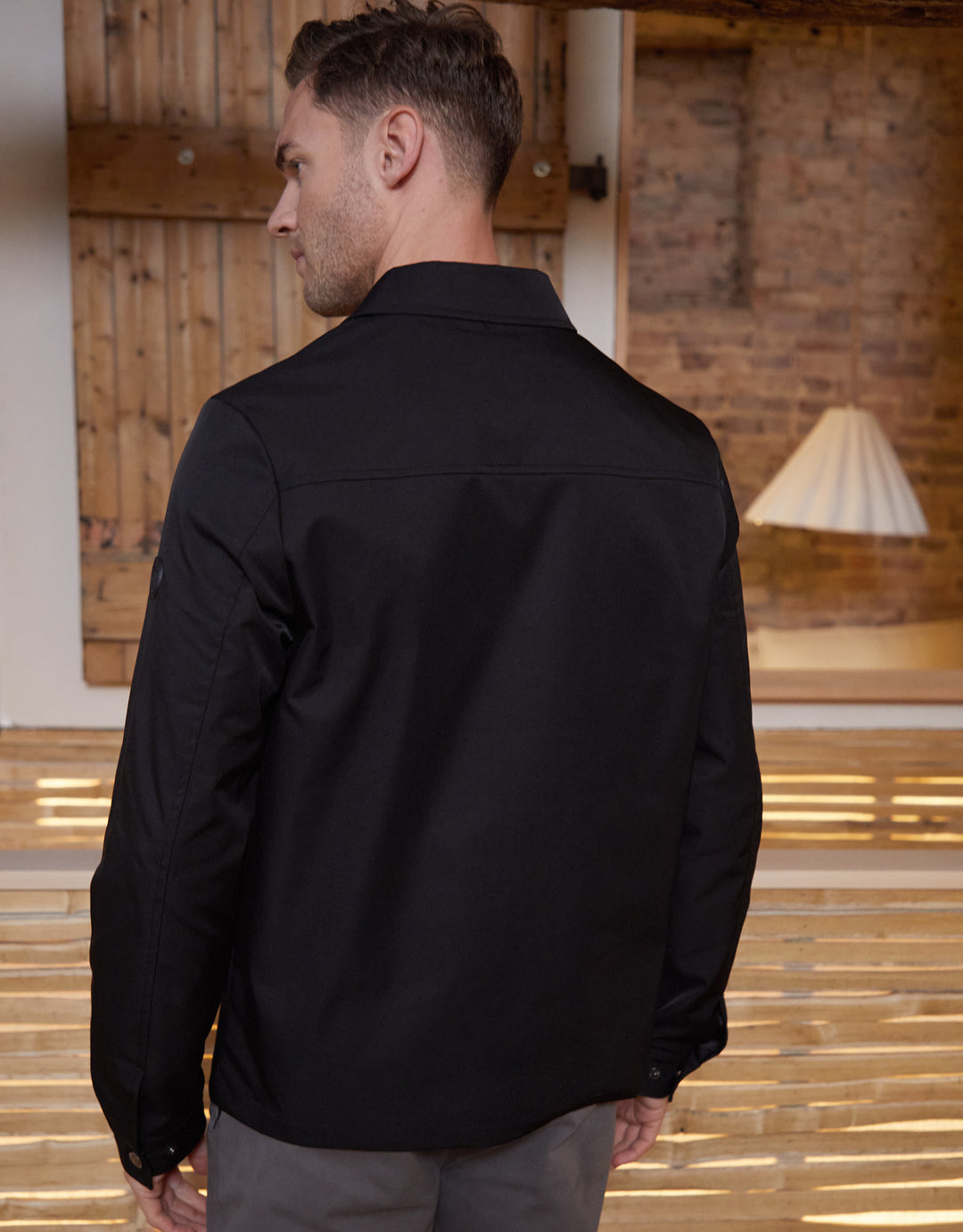 Black Collared Lightweight Zip-Through Jacket