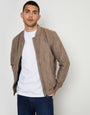 Taupe Faux Suede Bomber Jacket