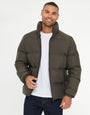 Funnel Neck Puffer Jacket in Khaki Green