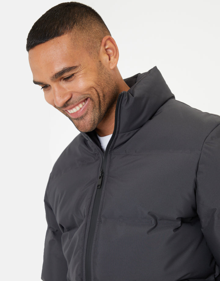 Funnel Neck Puffer Jacket in Slate Grey