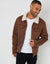 Taupe Faux Suede Borg Lined Aviator Jacket