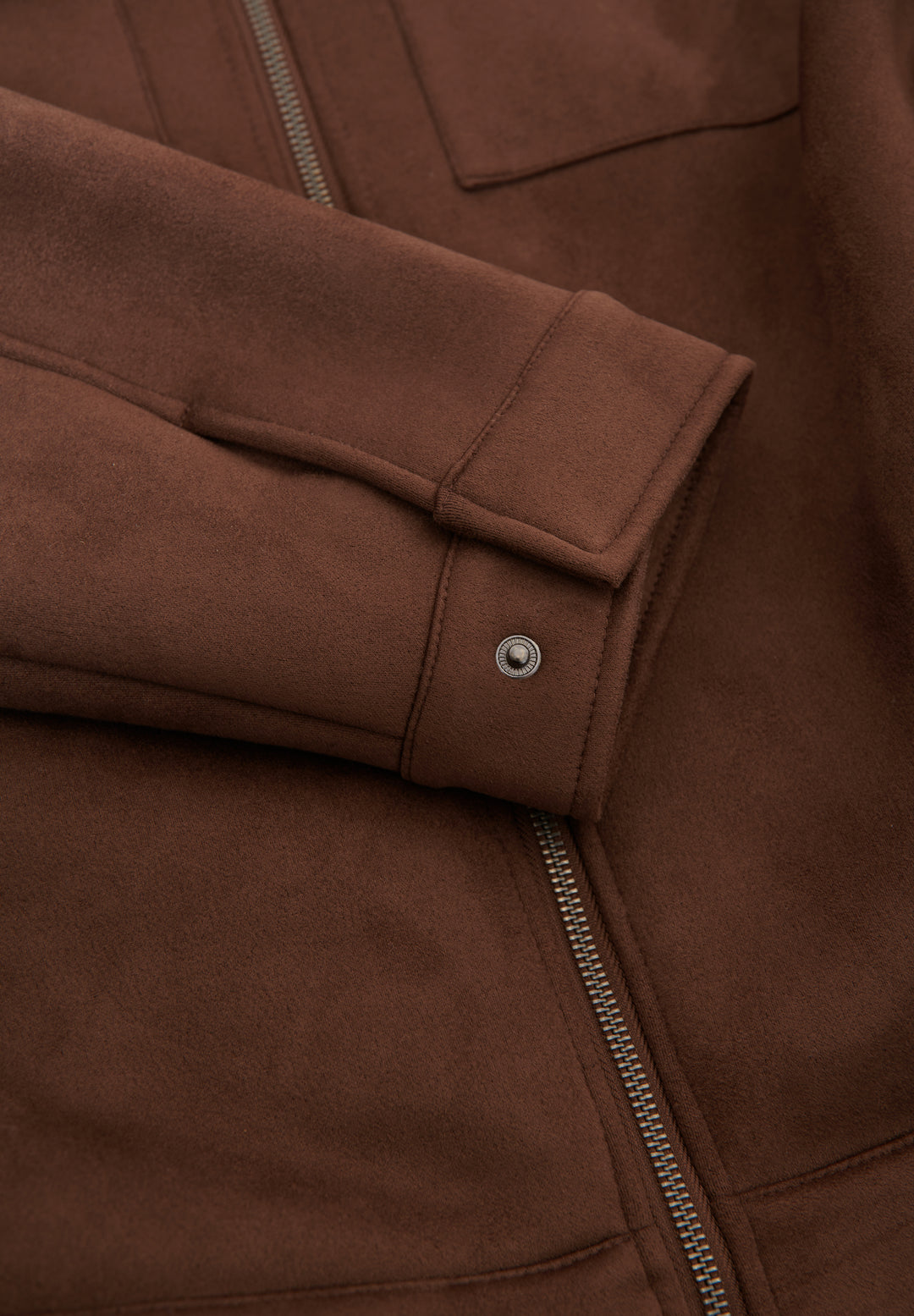 Taupe Faux Suede Borg Lined Aviator Jacket