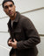 Brown Marl Brushed Button Up Shacket