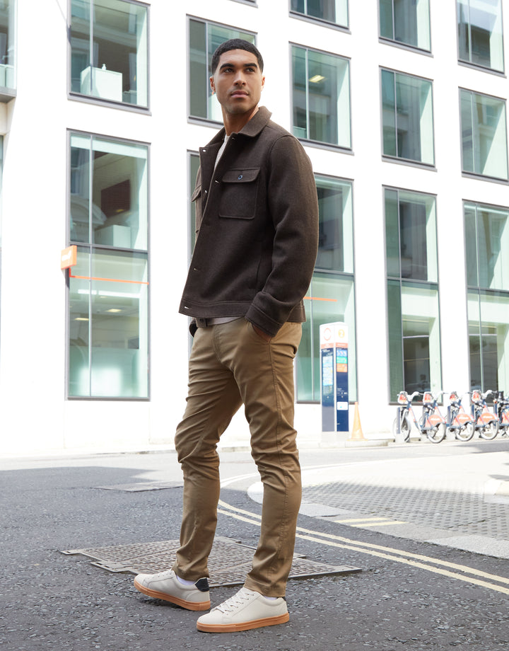 Brown Marl Brushed Button Up Shacket