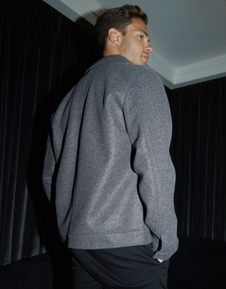 Charcoal Grey Marl Brushed Button Up Shacket