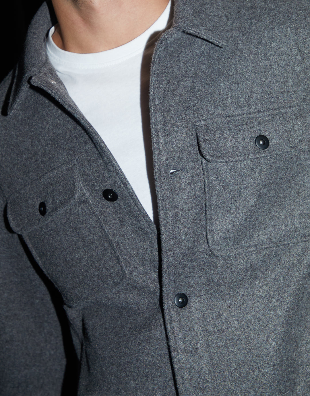 Charcoal Grey Marl Brushed Button Up Shacket