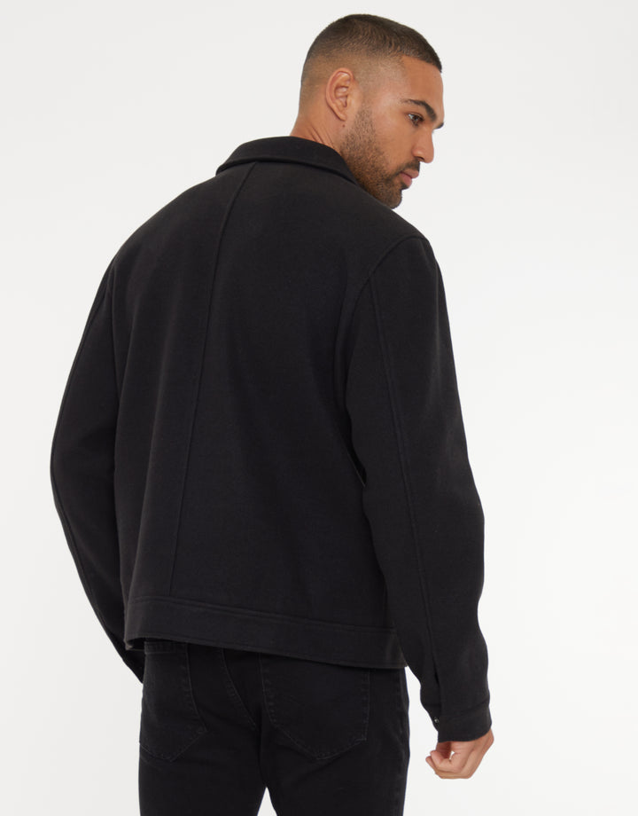 Black Brushed Button Up Shacket