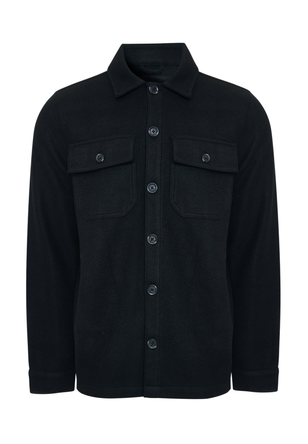 Black Brushed Button Up Shacket