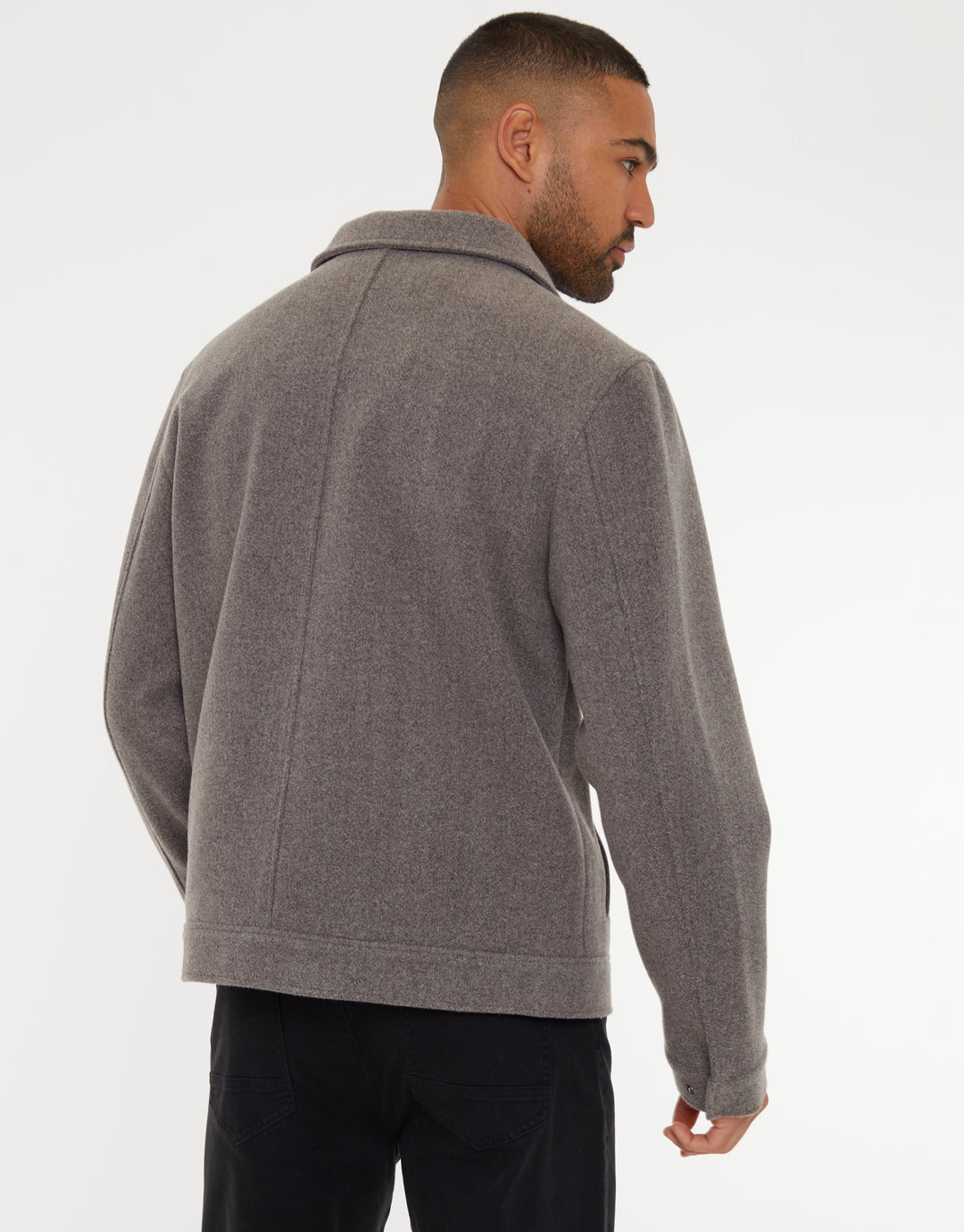 Taupe Marl Brushed Button Up Shacket