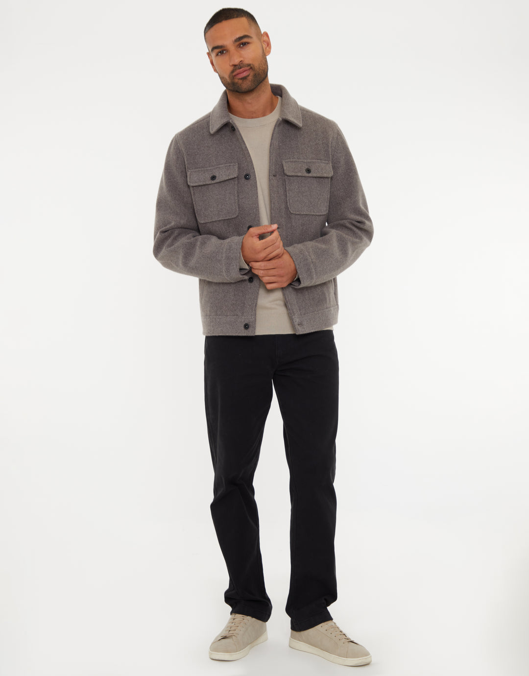 Taupe Marl Brushed Button Up Shacket