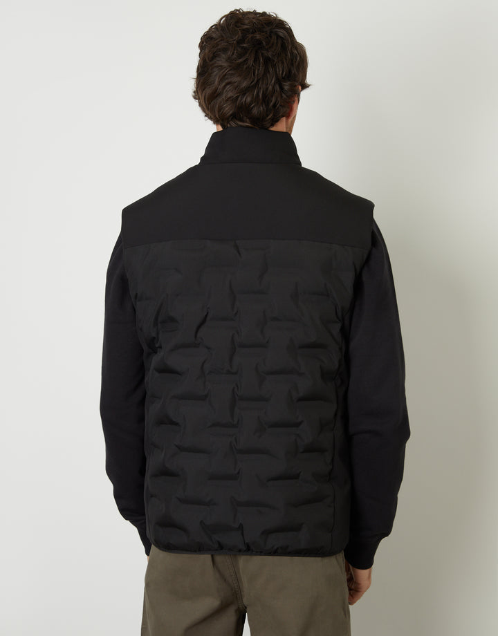 Black Quilted Panel Funnel Neck Gilet
