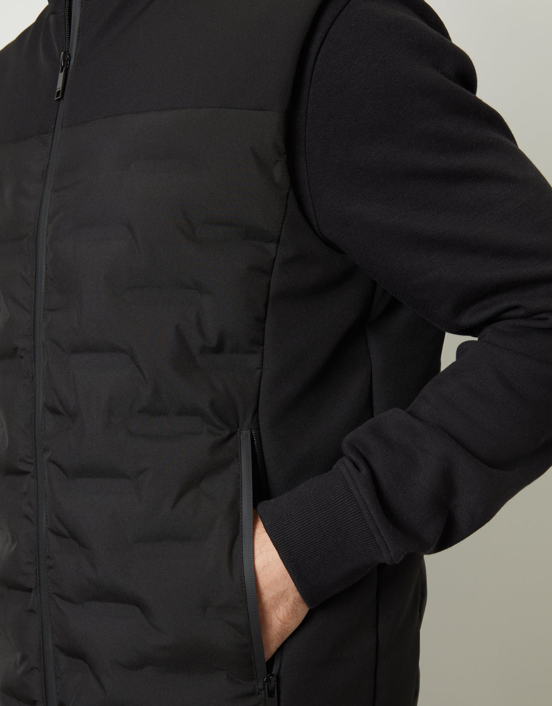 Black Quilted Panel Funnel Neck Gilet
