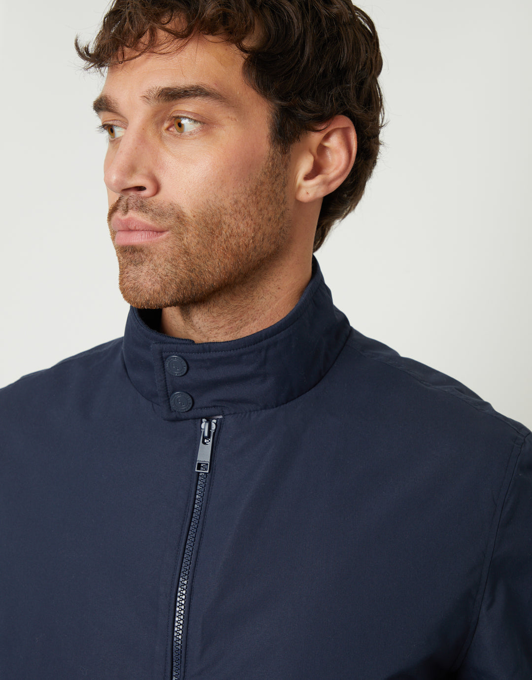 Navy Zip Up Harrington Jacket