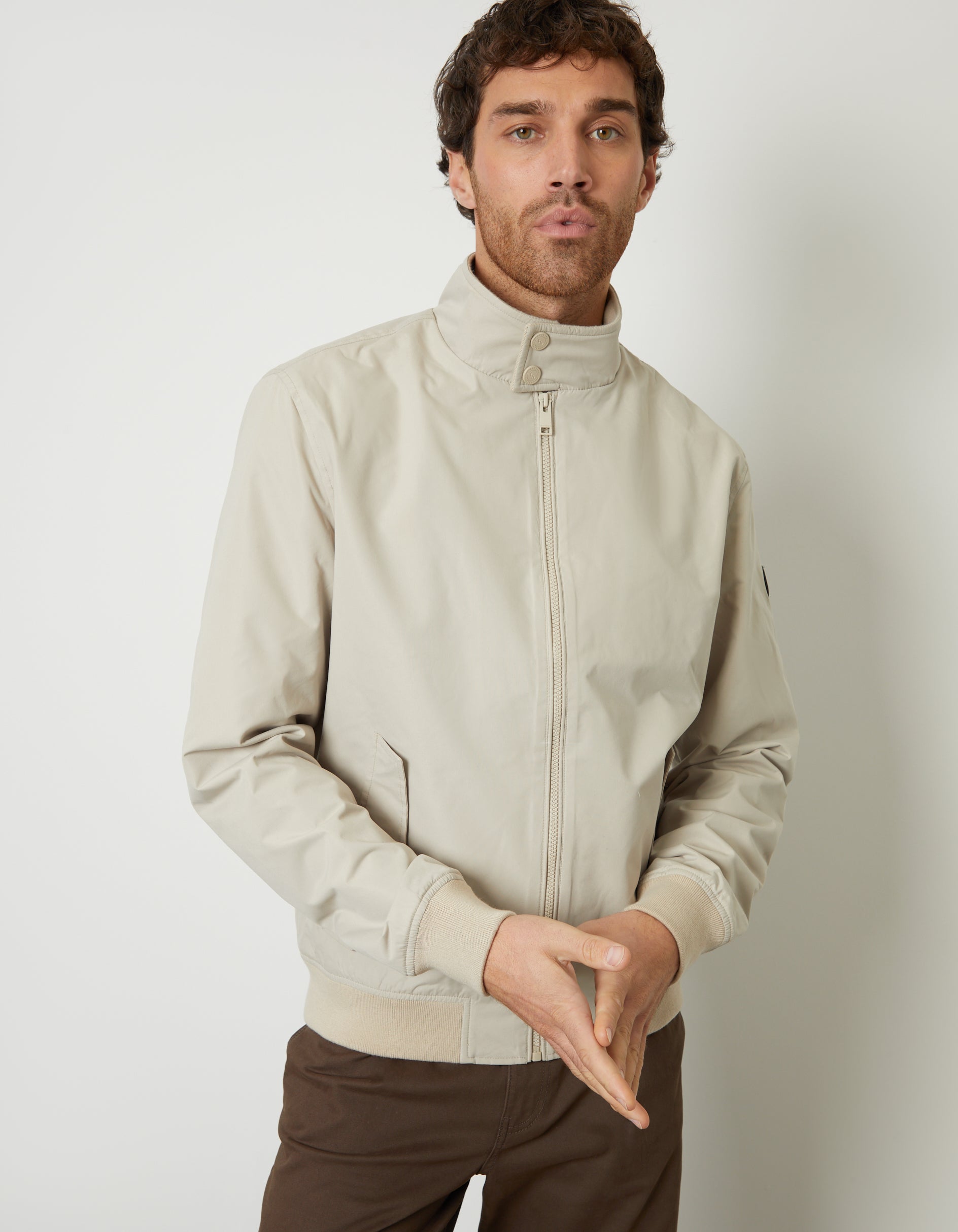 Threadbare Men's Stone Zip Up Harrington Jacket