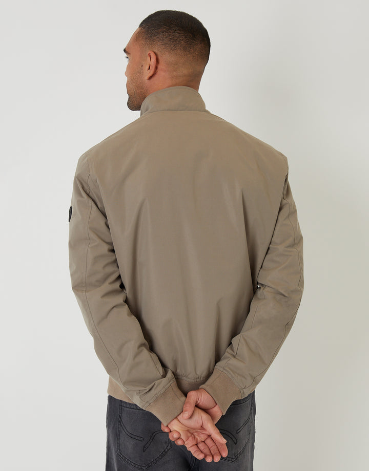 Taupe Zip Up Harrington Jacket
