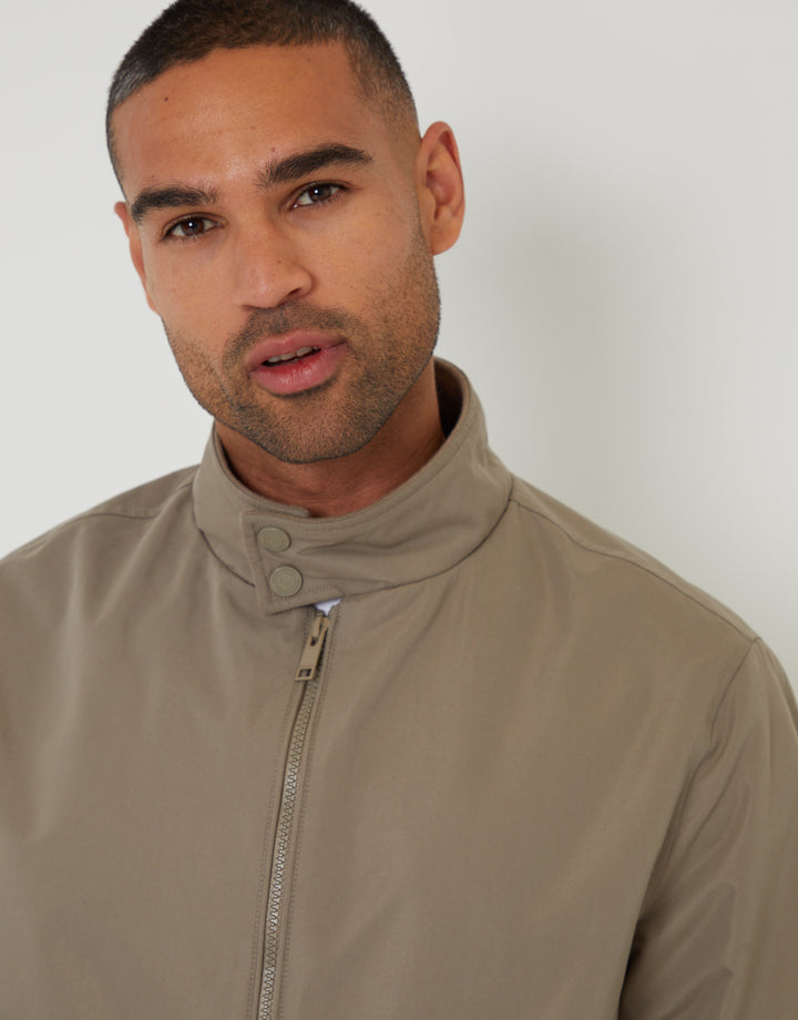 Taupe Zip Up Harrington Jacket