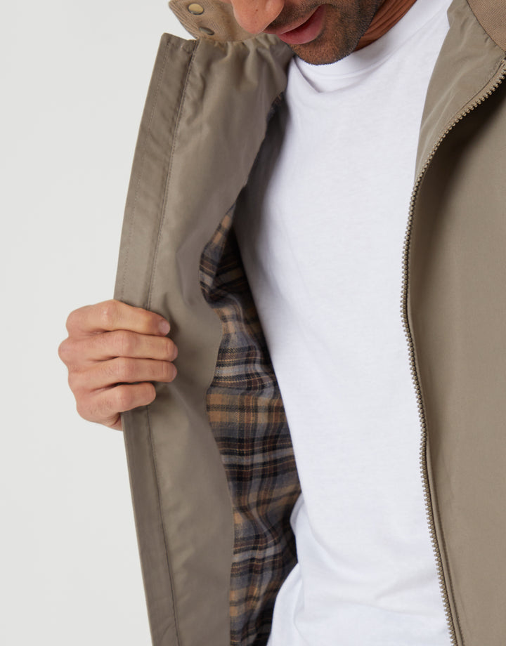 Taupe Zip Up Harrington Jacket