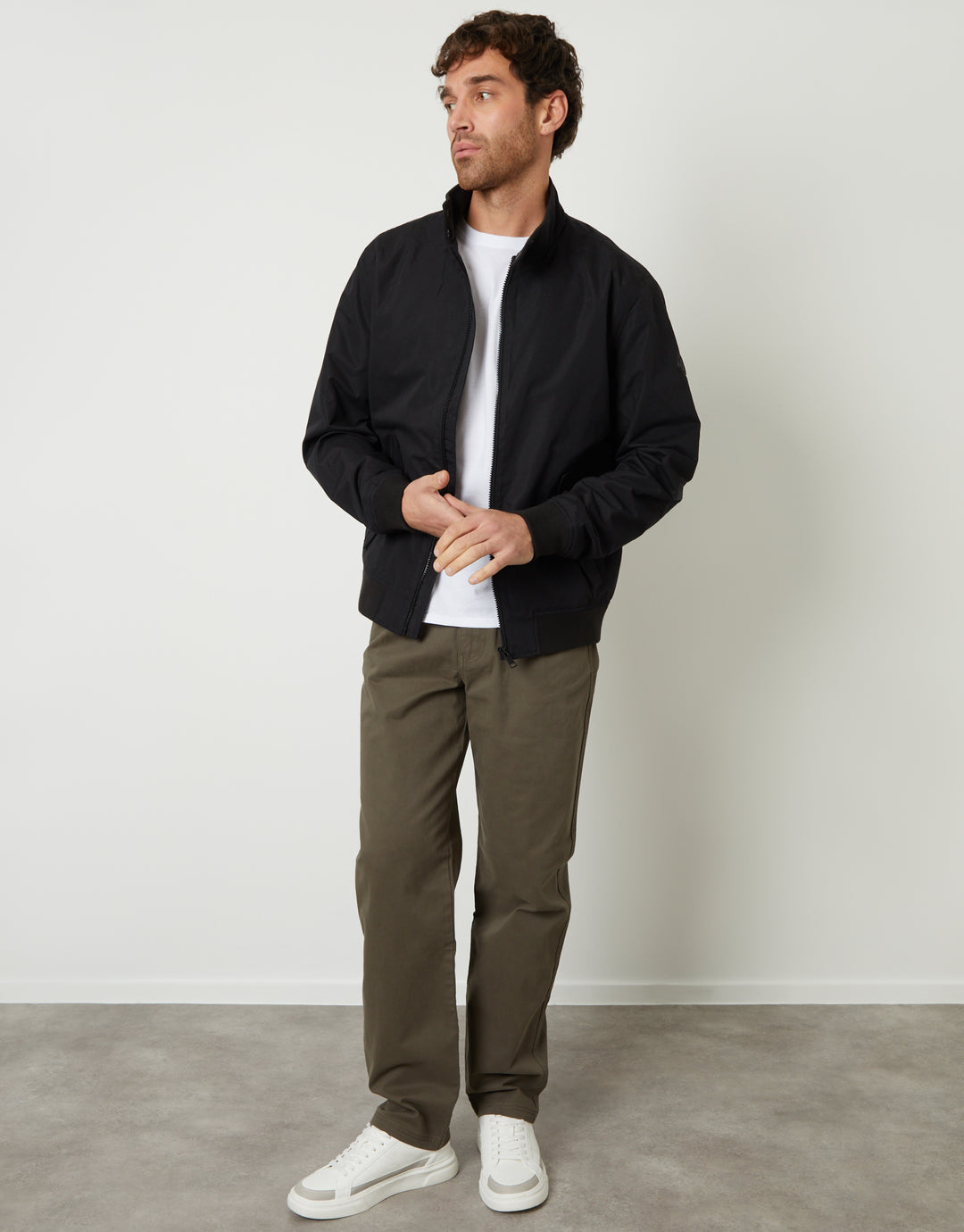 Black Zip Up Harrington Jacket