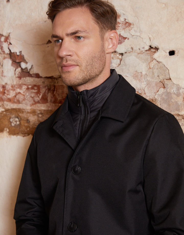 Black Collared Mock Layer Mac