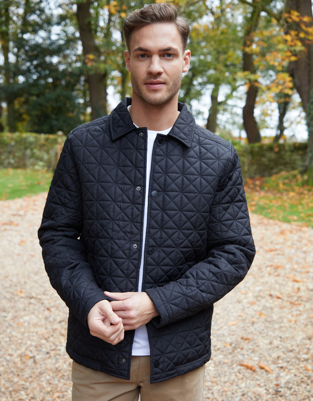 Black Collared Quilted Jacket