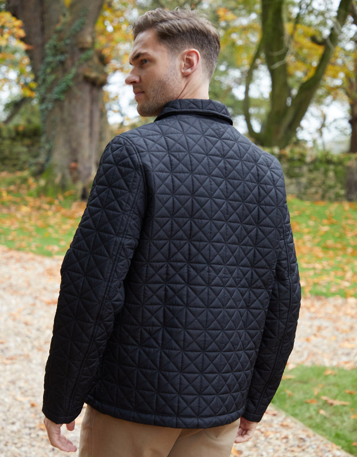 Black Collared Quilted Jacket