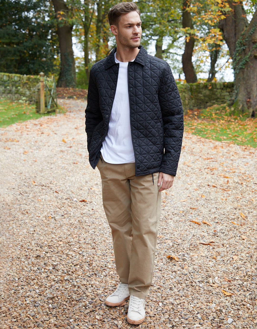 Black Collared Quilted Jacket