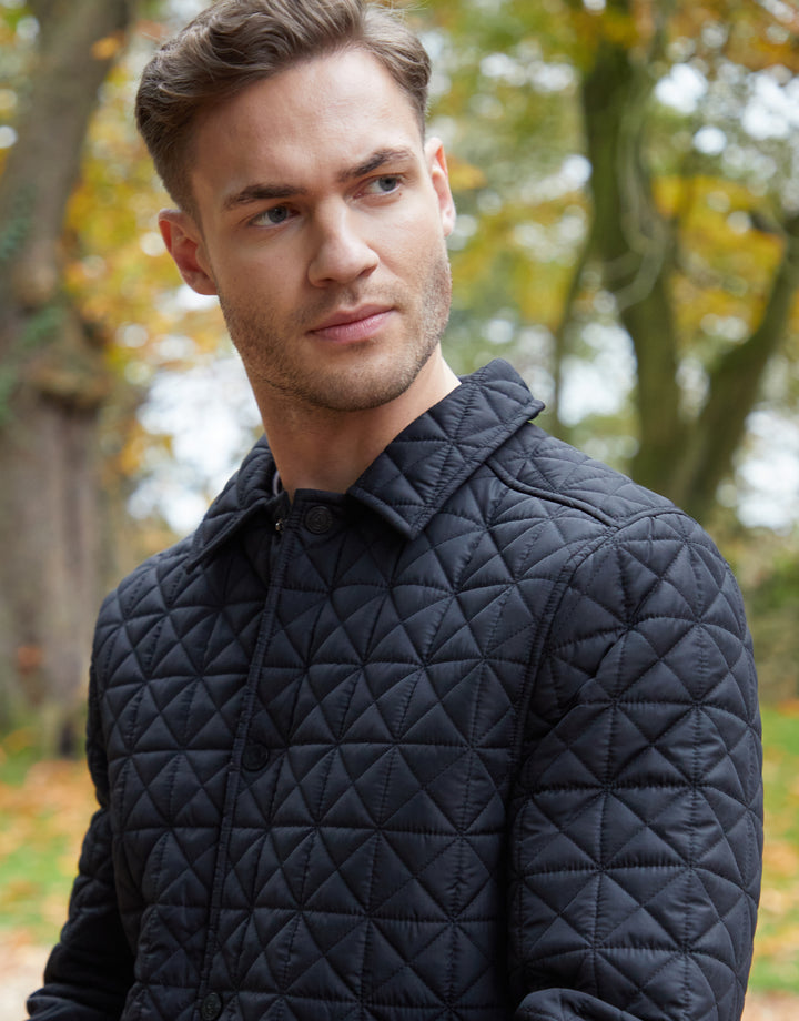 Black Collared Quilted Jacket
