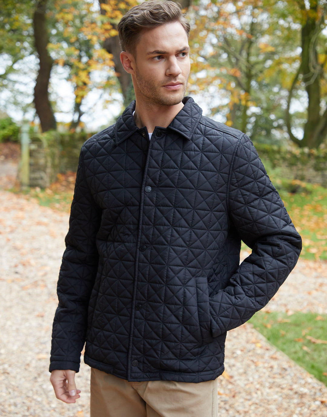 Black Collared Quilted Jacket