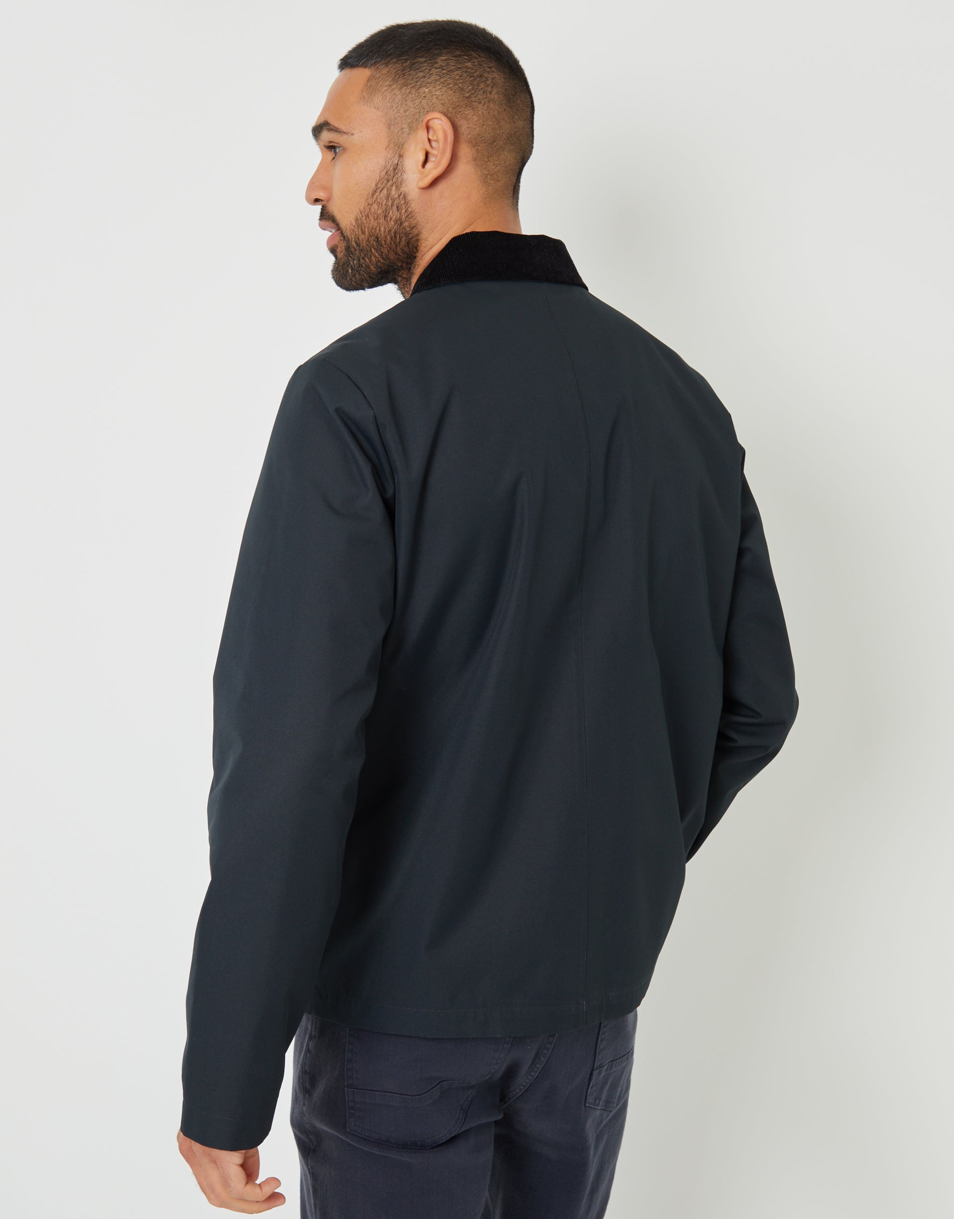 Threadbare Men's Navy Showerproof Corduroy Collar Jacket
