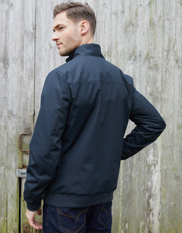 Navy Patch Pocket Funnel Neck Harrington Style Jacket