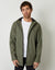 Microfleece Lined Hooded Rubberised Raincoat in Khaki Green