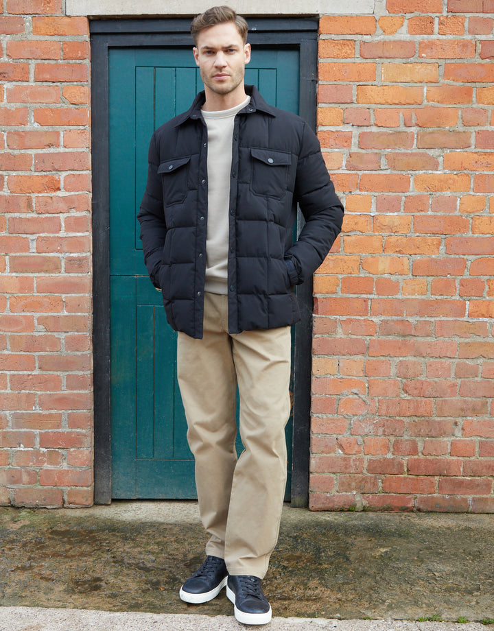 Black Lightweight Collared Quilted Jacket