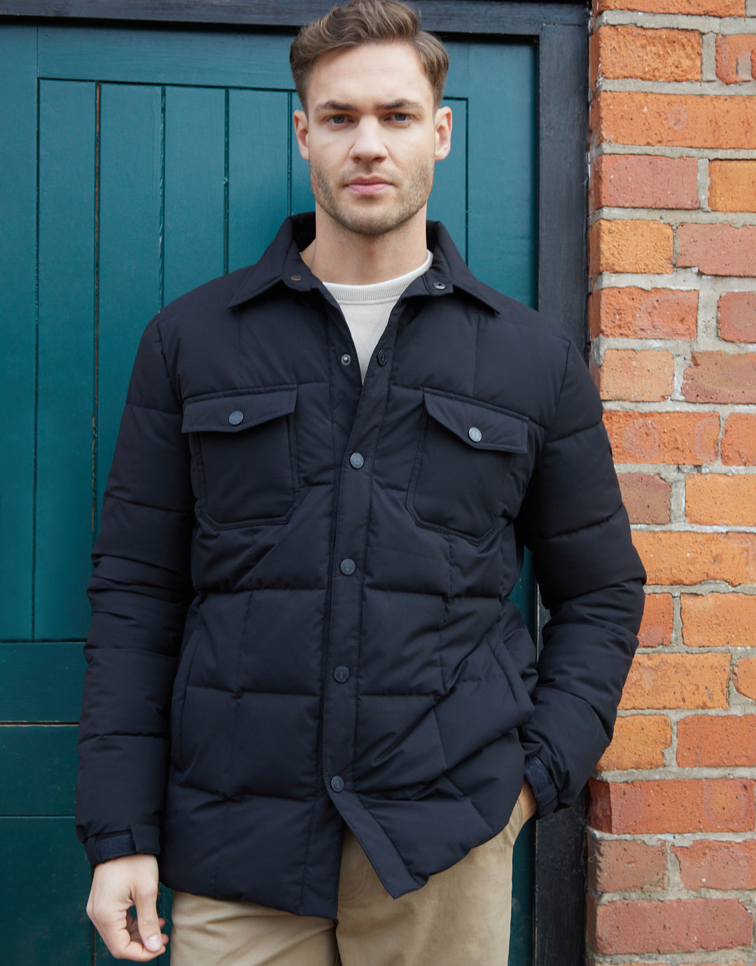 Black Lightweight Collared Quilted Jacket