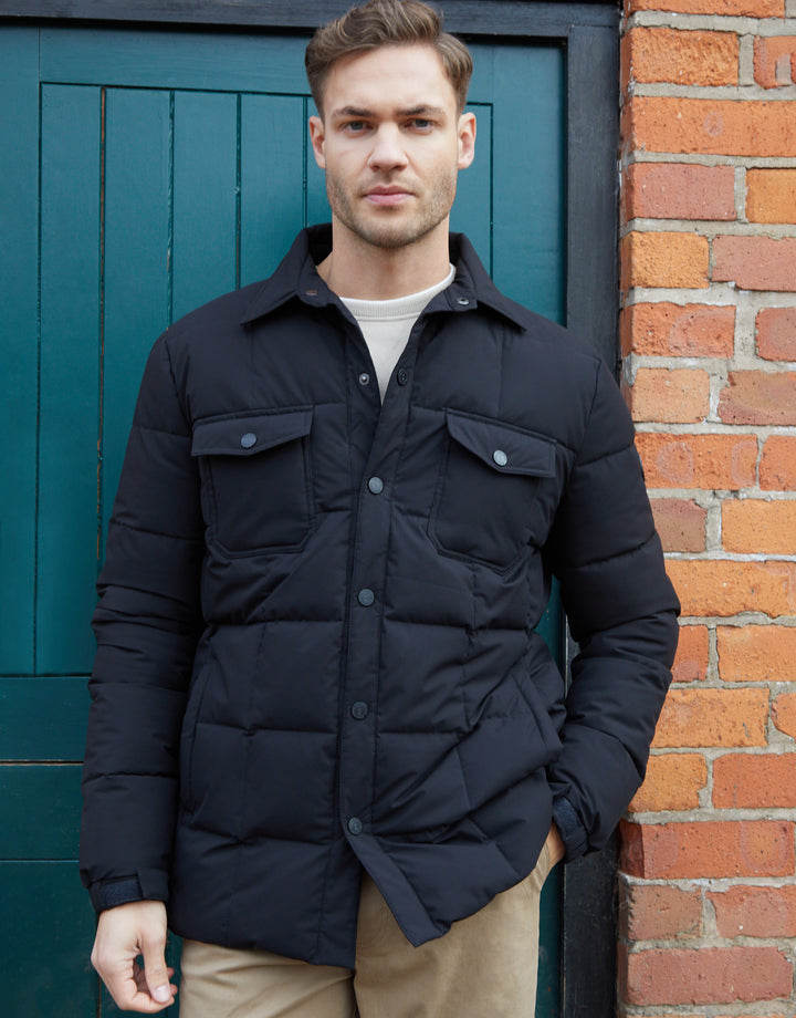 Black Lightweight Collared Quilted Jacket