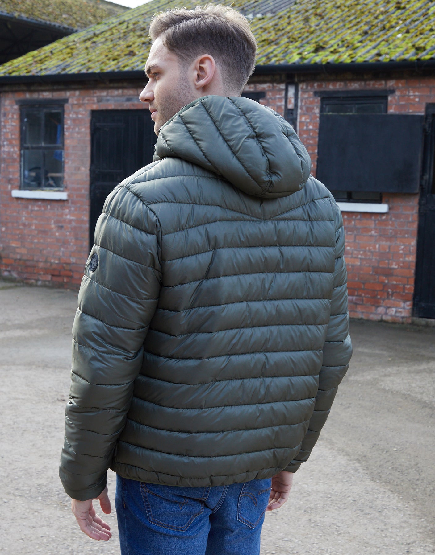 Threadbare Men's Khaki Green Hooded Puffer Jacket