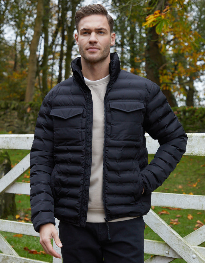 Black Funnel Neck Puffer Jacket