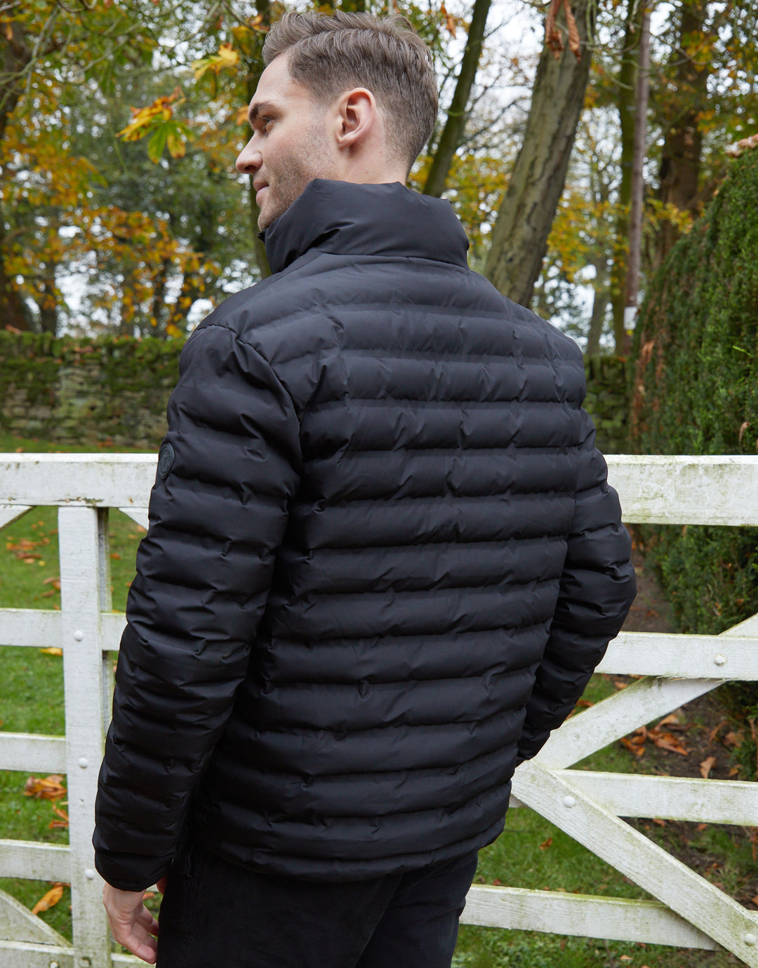 Black Funnel Neck Puffer Jacket