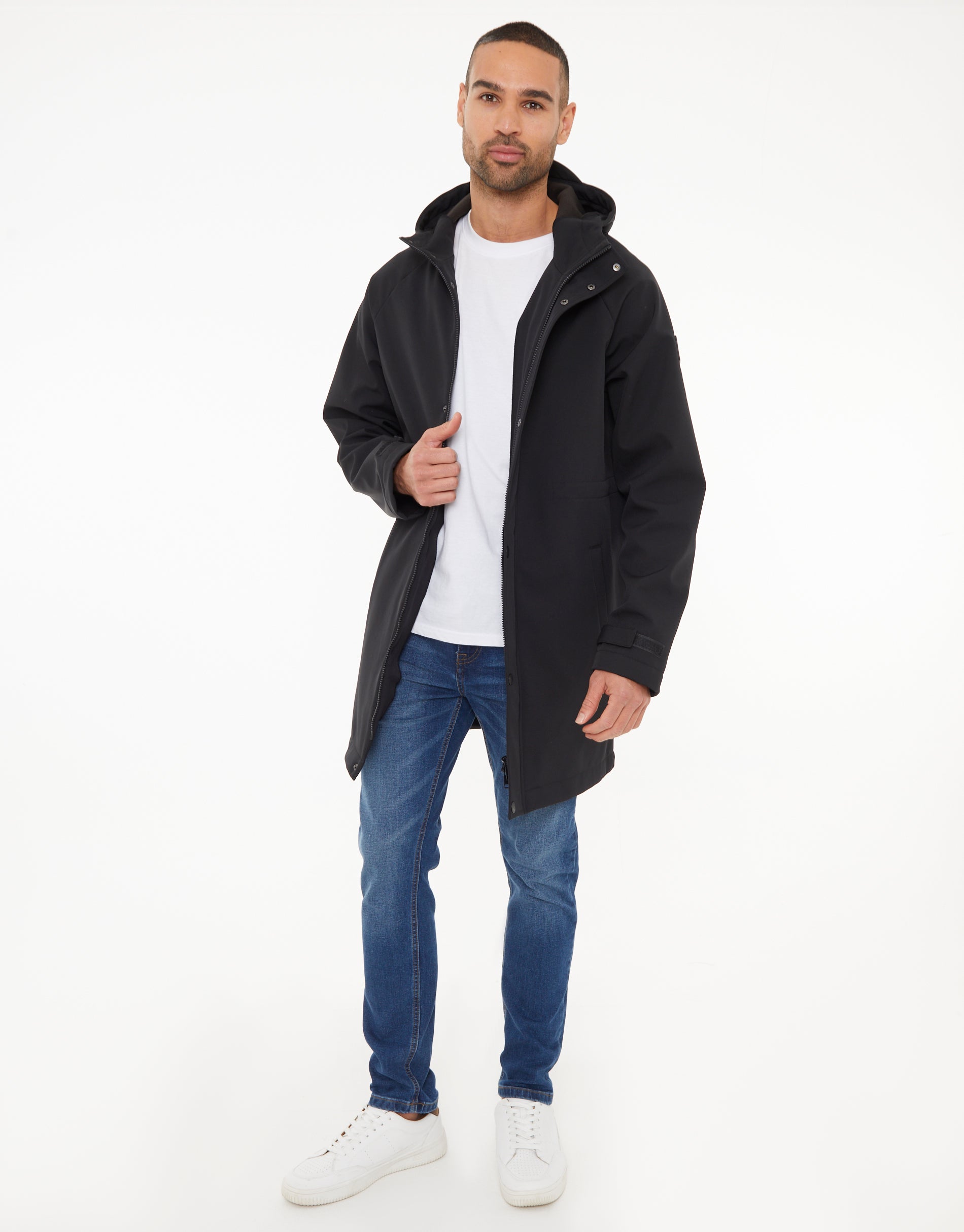 hooded tie waist coat