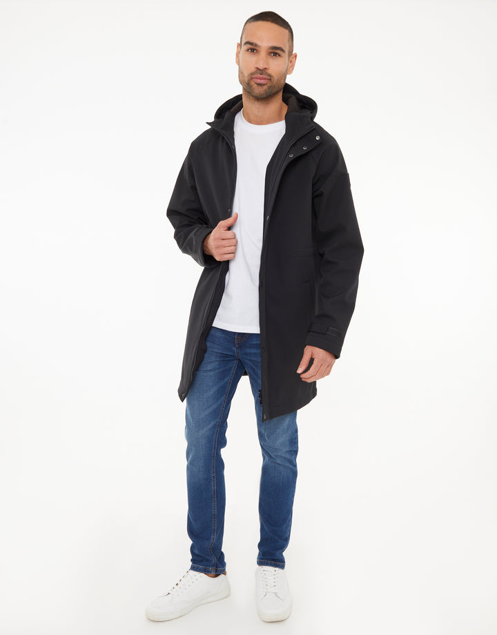 Black Stretch Hooded Tie Waist Coat