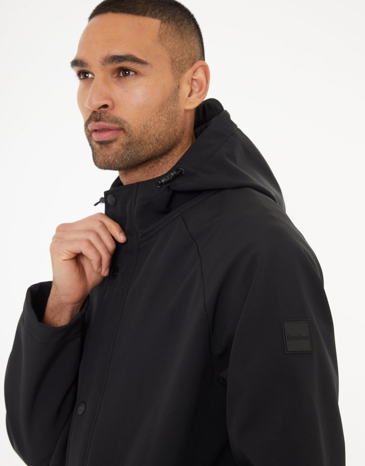 Black Stretch Hooded Tie Waist Coat